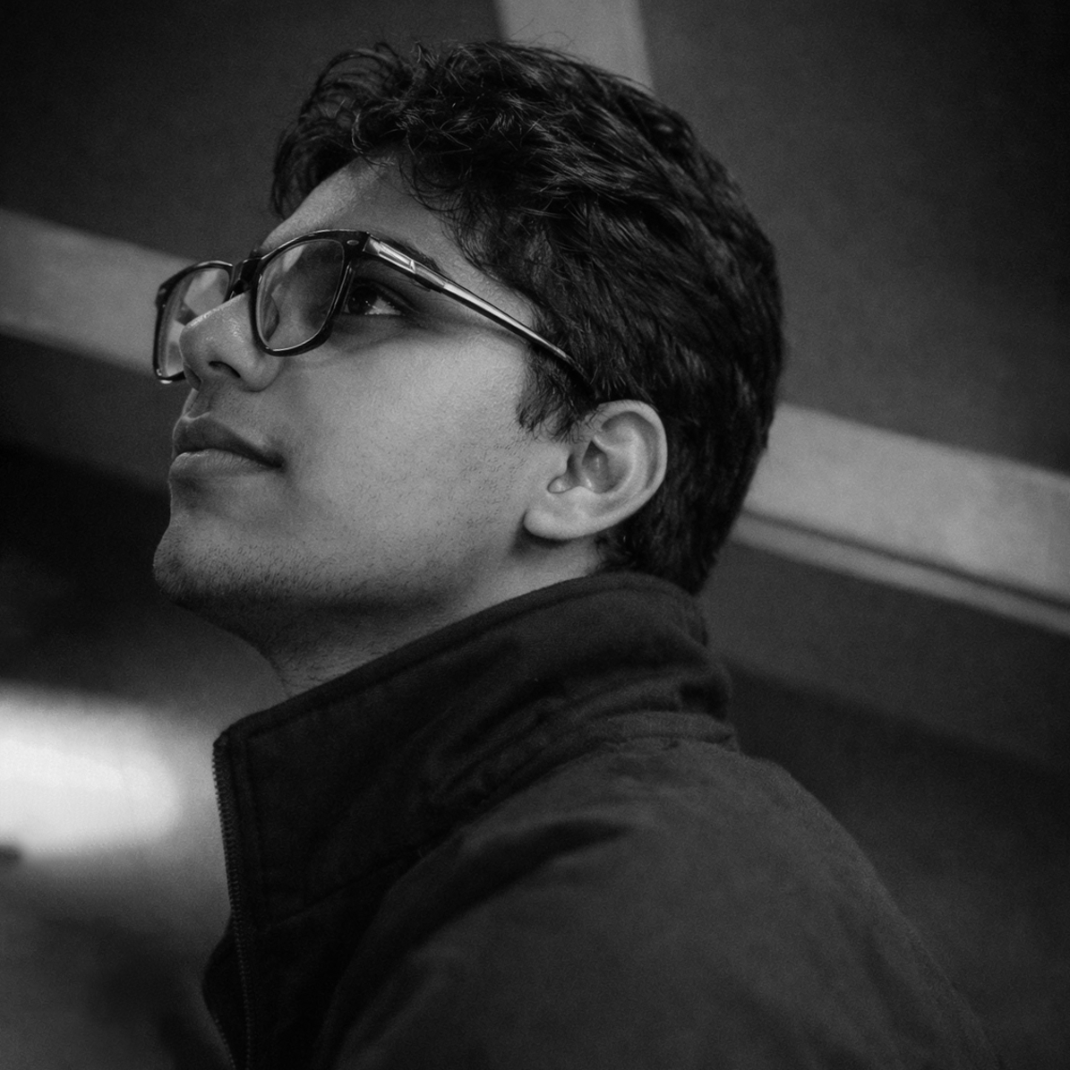 Black and white portrait of Ginej Neupane